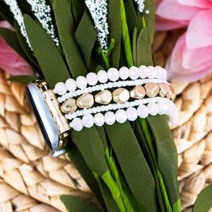 WHITE CLAREMONT BEADED BAND FOR APPLE WATCH